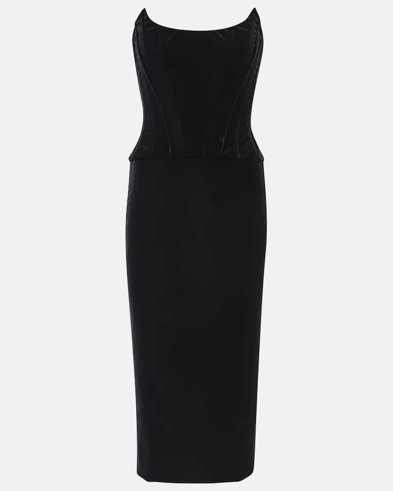 Dolce & Gabbana Bustier-Kleid aus Samt Schwarz