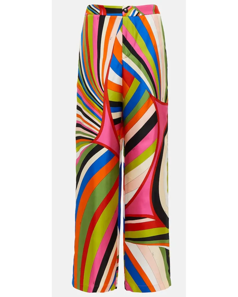 Emilio Pucci Weite Hose Iride aus Seiden-Twill Multicolor