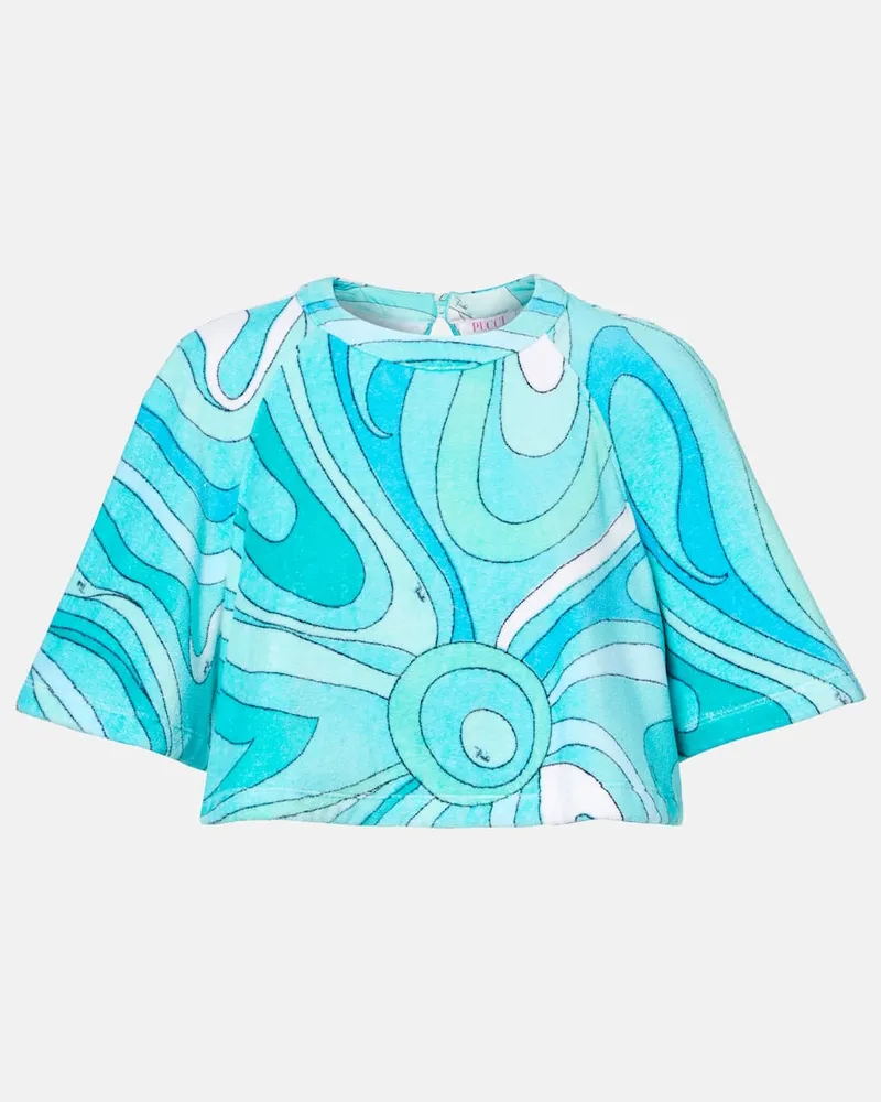 Emilio Pucci Cropped-Top Iride aus Frottee Blau