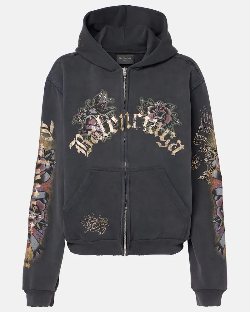 Balenciaga Kapuzenjacke Tacky Tattoo aus Baumwolle Schwarz
