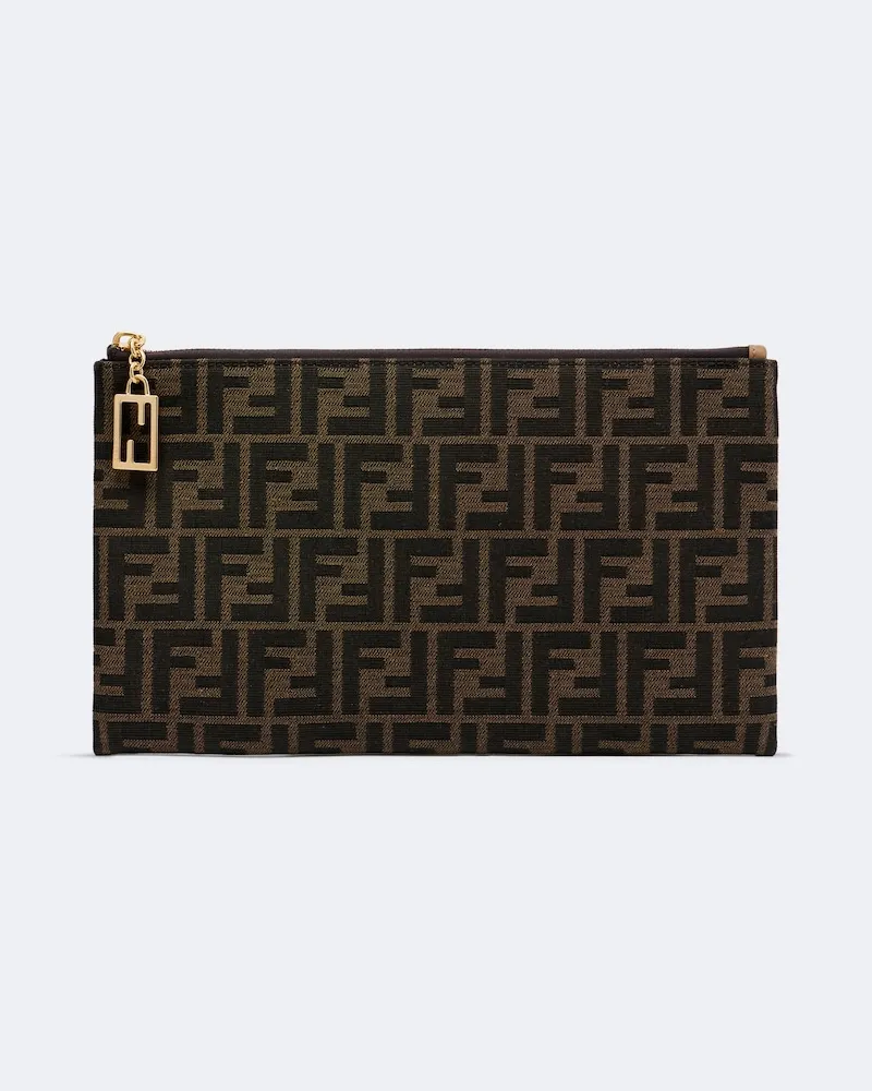 Fendi Pouch Tube FF Zucca Medium Braun