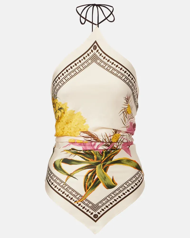 Blumarine Bedrucktes Top aus Twill Weiß