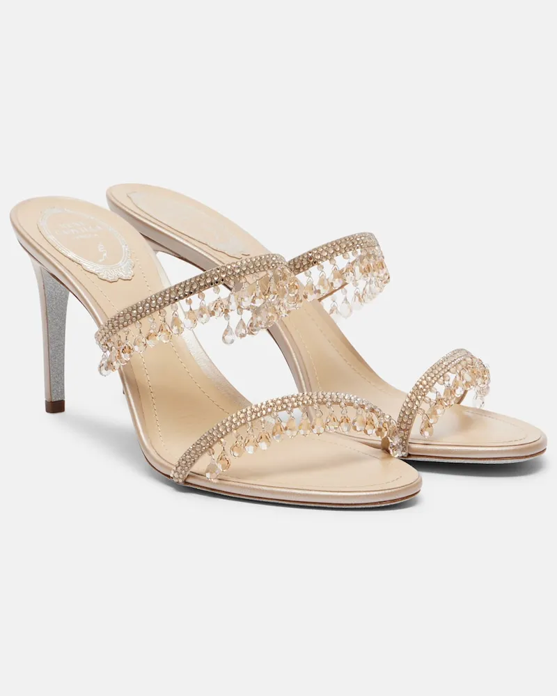René Caovilla Sandalen Chandelier mit Kristallen Gold