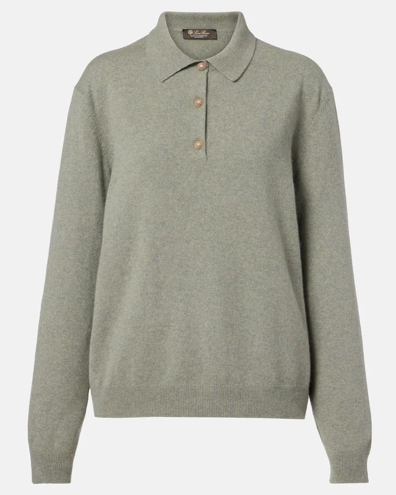 Loro Piana Polopullover Classic aus Kaschmir Grün