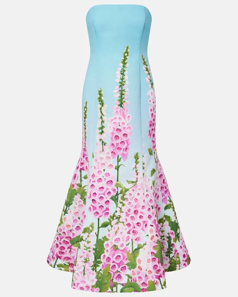 Oscar de la Renta Bedruckte Robe Blau