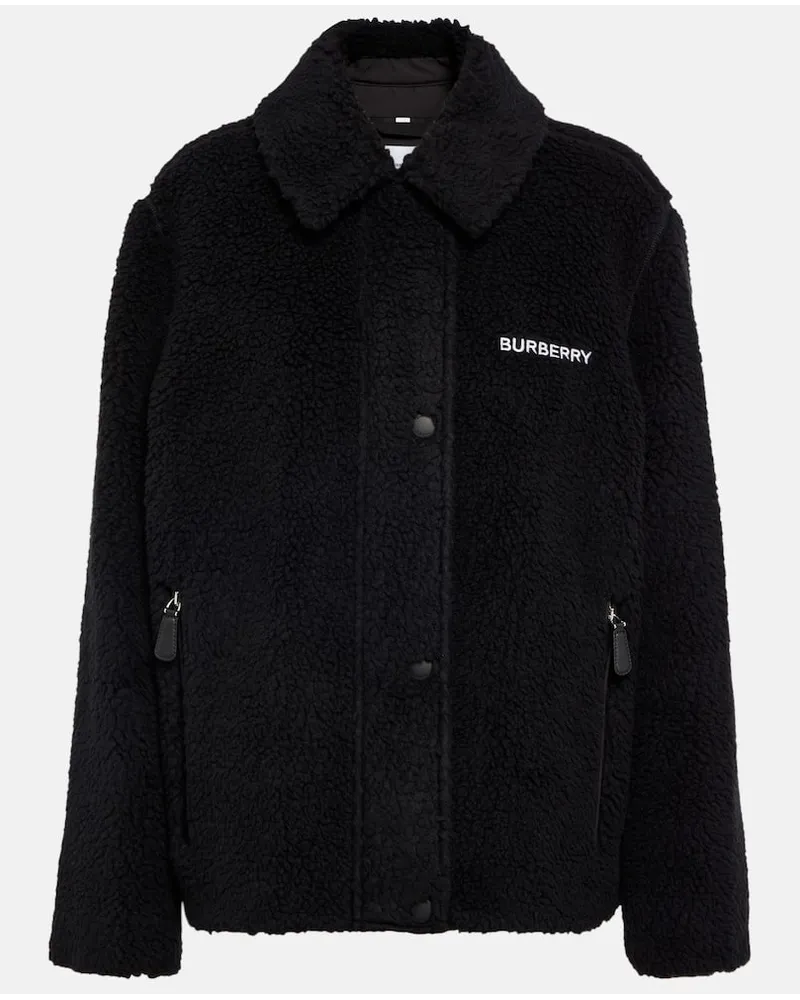 Burberry Fleecejacke aus einem Wollgemisch Schwarz