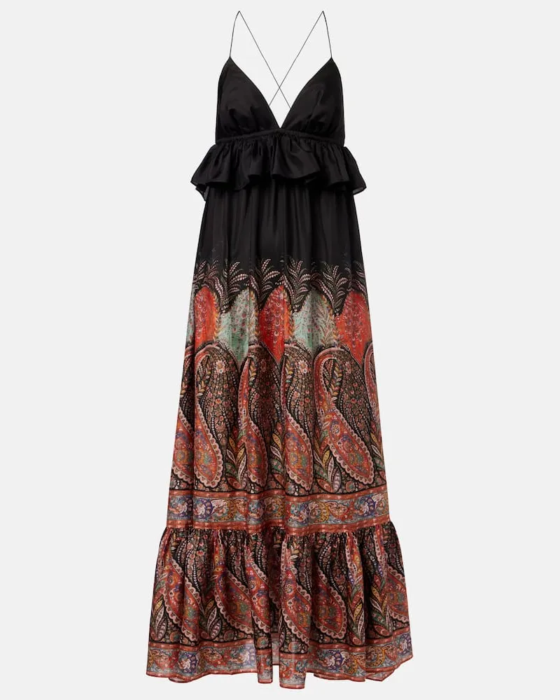 Zimmermann Maxikleid Rhiannon aus Seide Schwarz