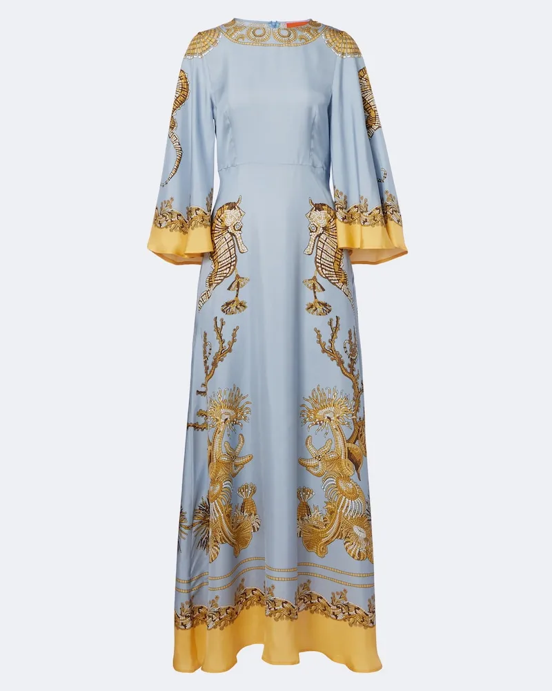 La DoubleJ Maxikleid Sorella aus Seidentwill Blau