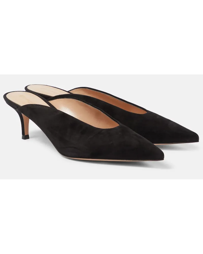 Gianvito Rossi Mules aus Veloursleder Schwarz