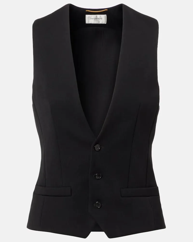 Saint Laurent Weste aus Wolle Schwarz