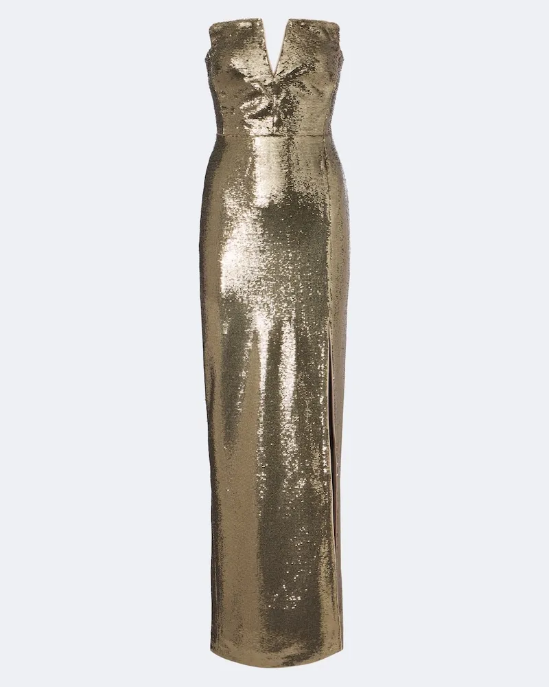 Roland Mouret Bustier-Robe mit Pailletten Gold