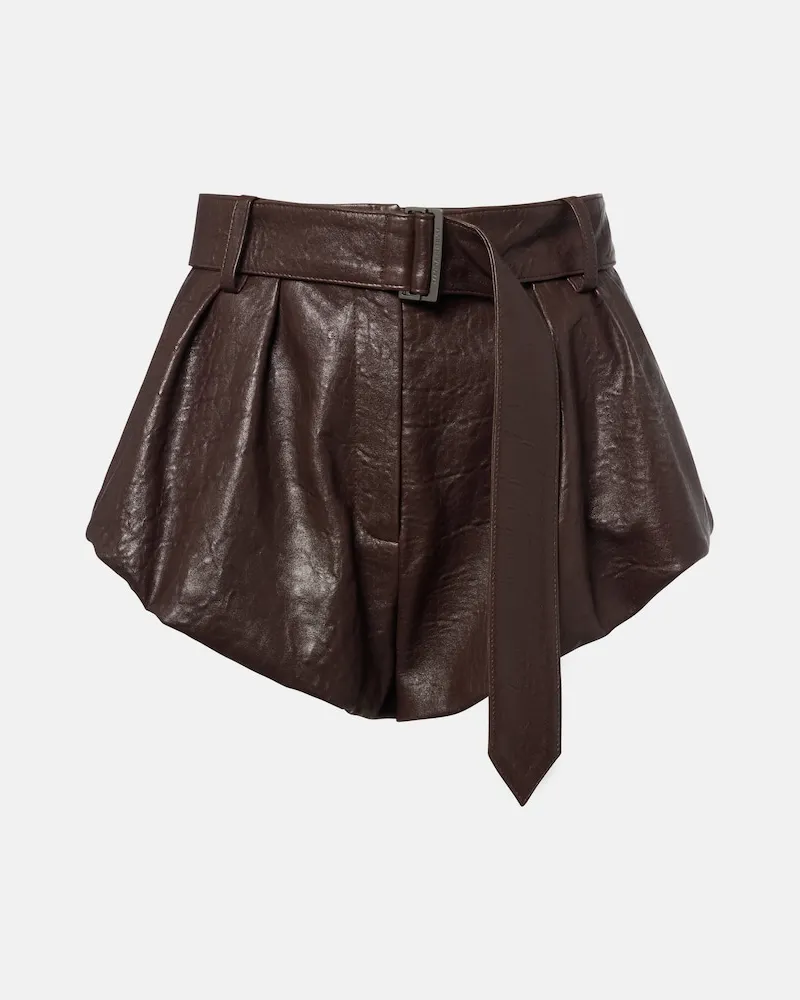 Magda Butrym Shorts aus Leder mit Gürtel Braun