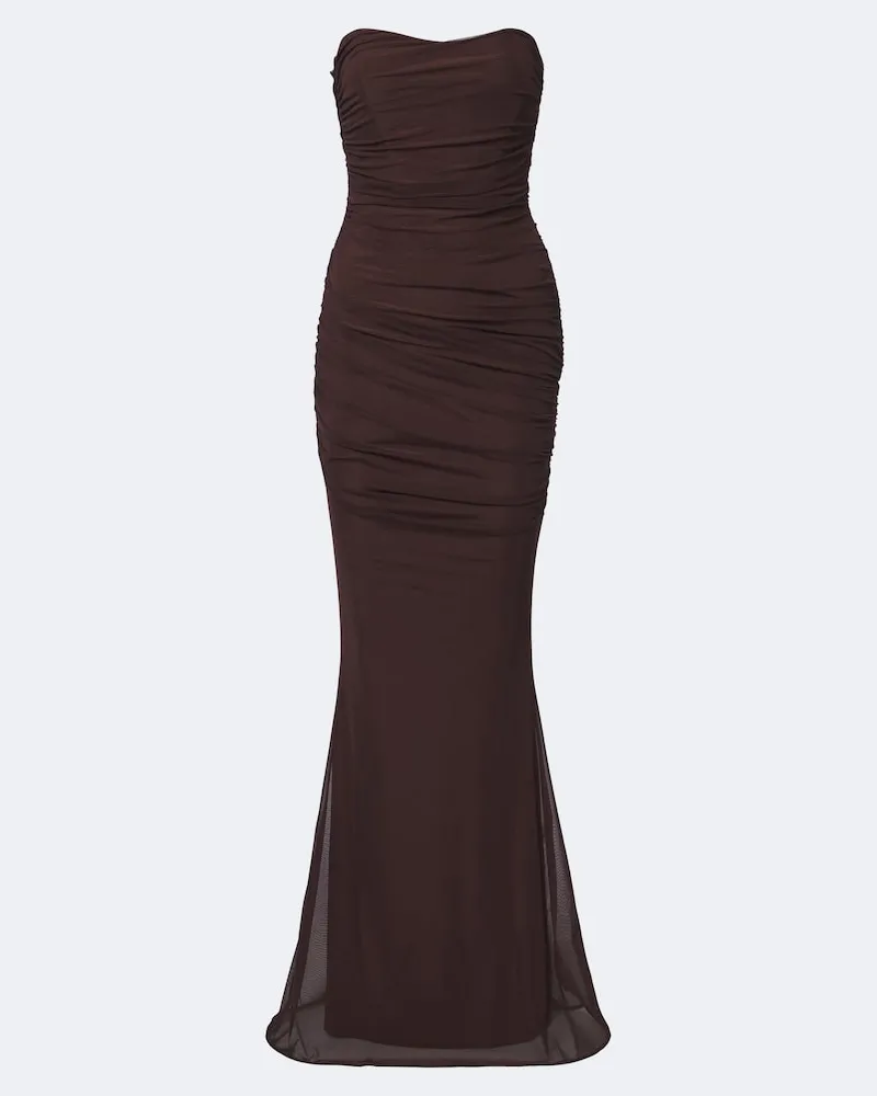 Retrofête Retrofête Kleid Isadore aus Mesh Braun