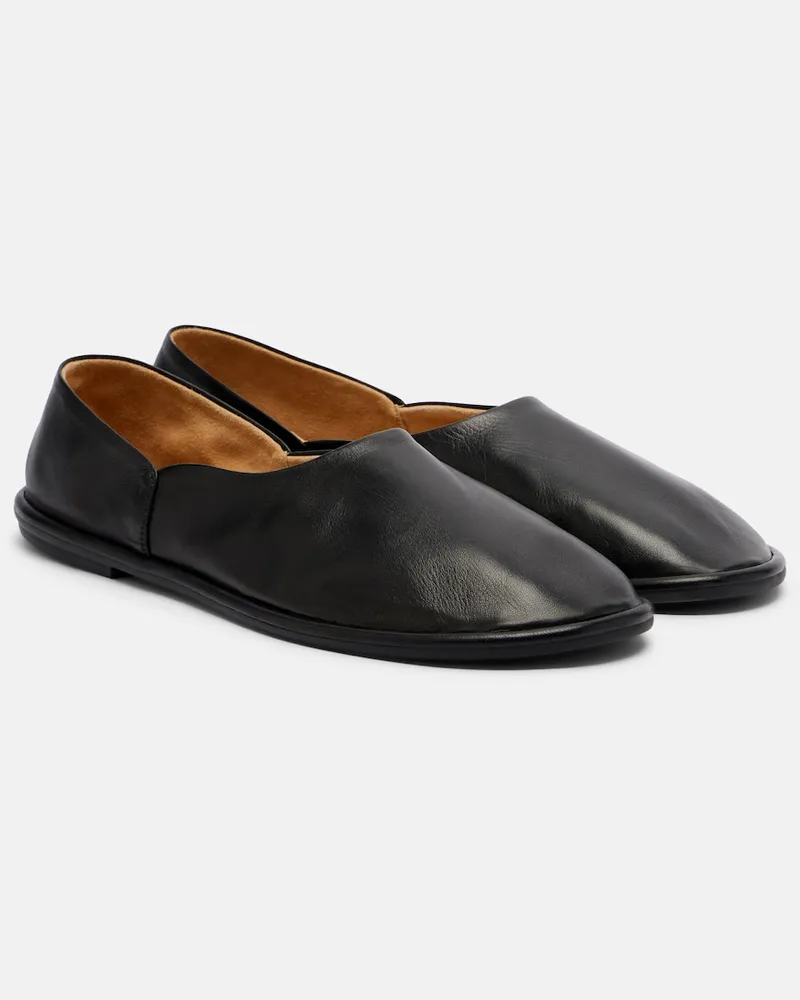 The Row Slip-Ons Canal aus Leder Schwarz