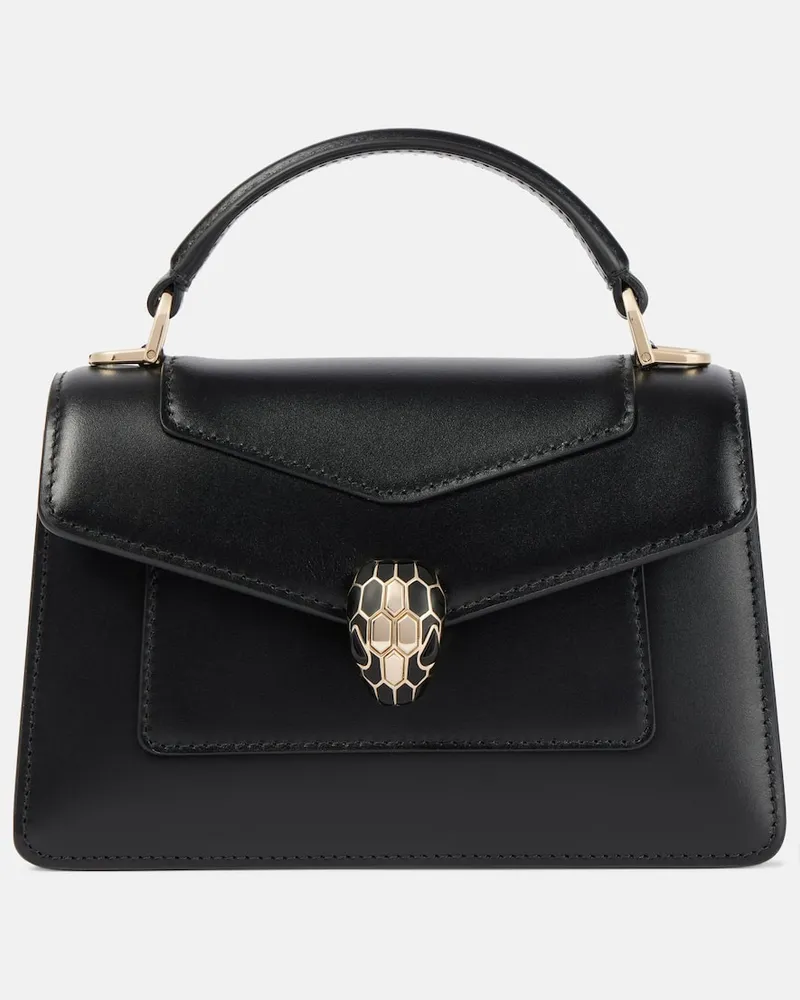 Bulgari Schultertasche Serpenti Forever Mini aus Leder Schwarz