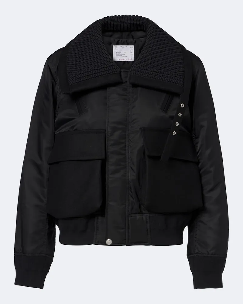 Sacai Blousonjacke mit Wolle Schwarz