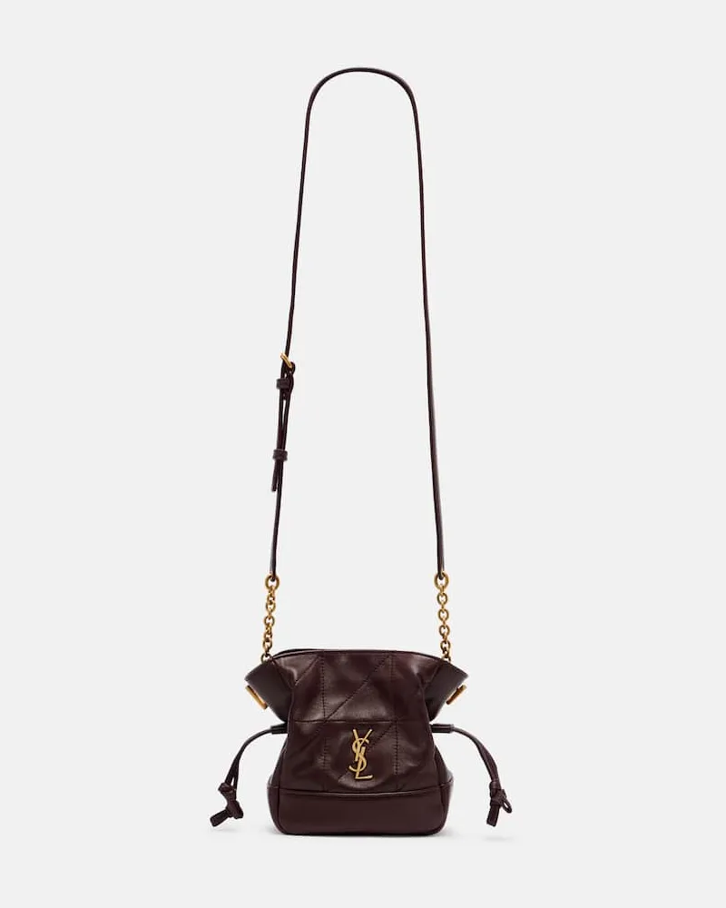 Saint Laurent Bucket Bag Jamie Mini aus Leder Burgunderrot