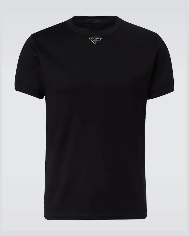 Prada T-Shirt aus Baumwoll-Jersey Schwarz