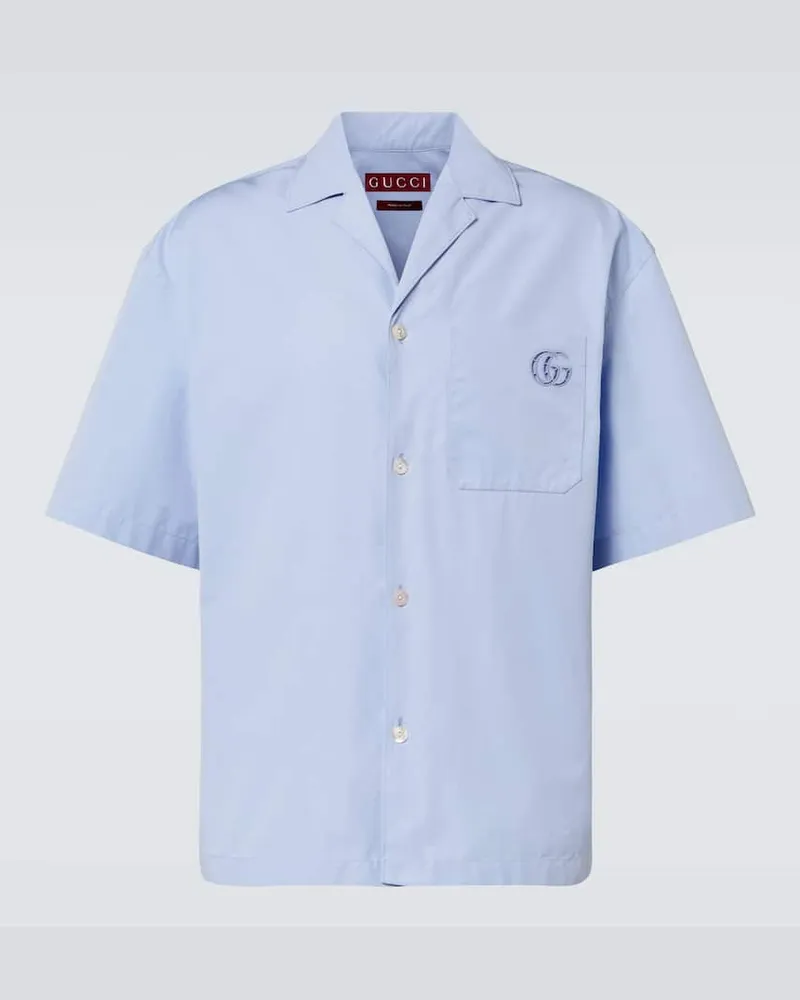 Gucci Hemd Double G aus Baumwollpopeline Blau