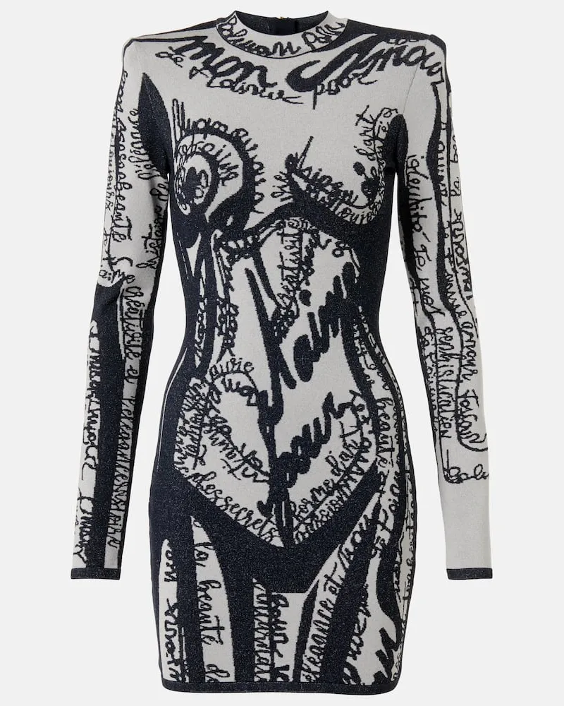 Balmain Minikleid aus Strick Grau