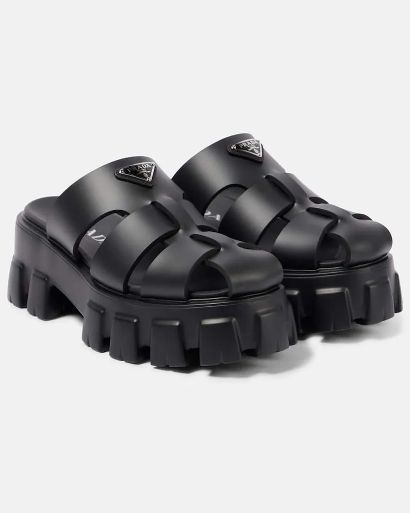 Prada Plateau-Mules Monolith Schwarz