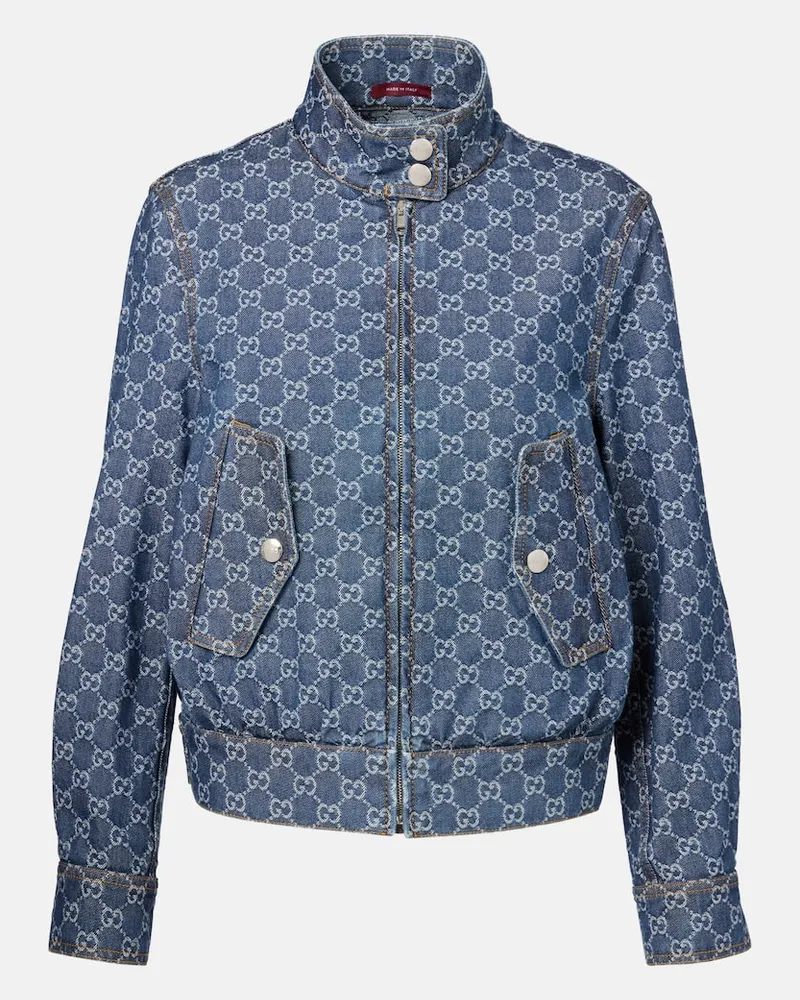 Gucci Jeansjacke GG aus Jacquard Blau