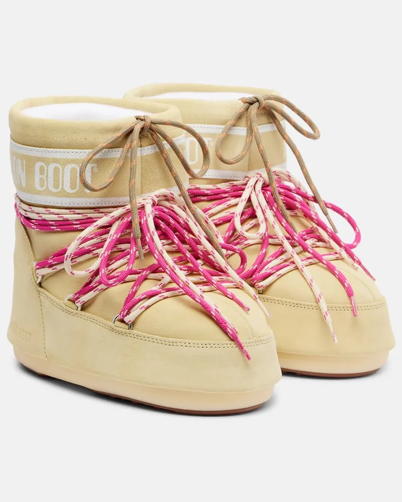 Moon Boot Schneestiefel Icon aus Veloursleder Gelb