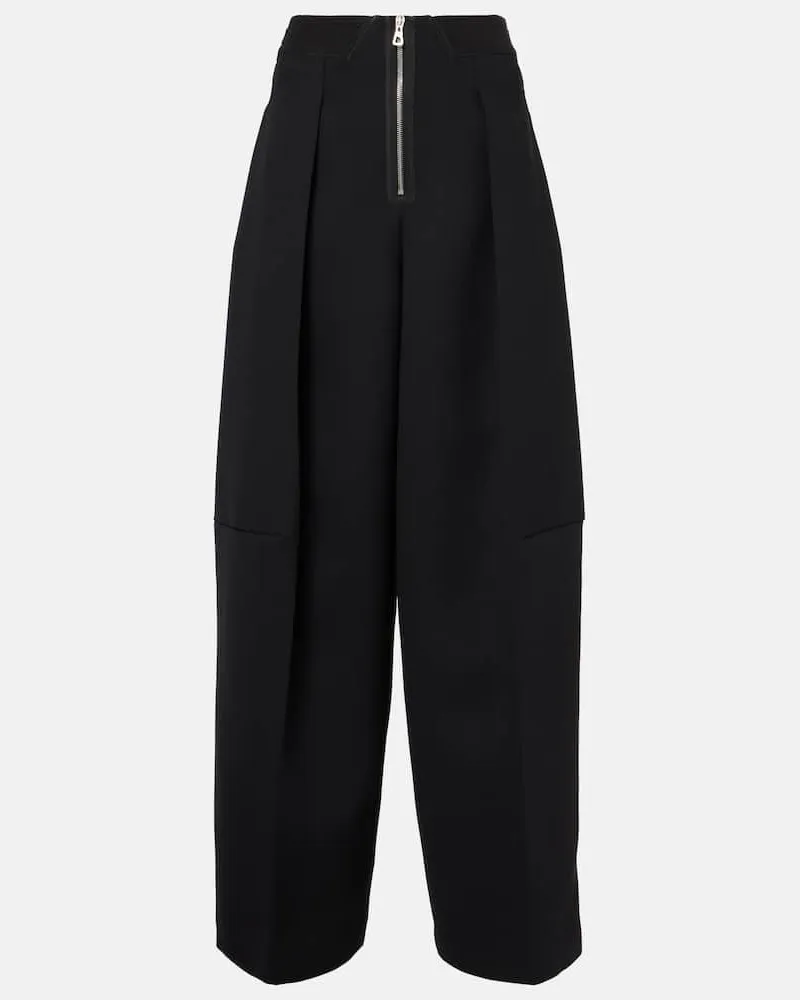 Jean Paul Gaultier Weite High-Rise-Hose aus Crêpe Schwarz