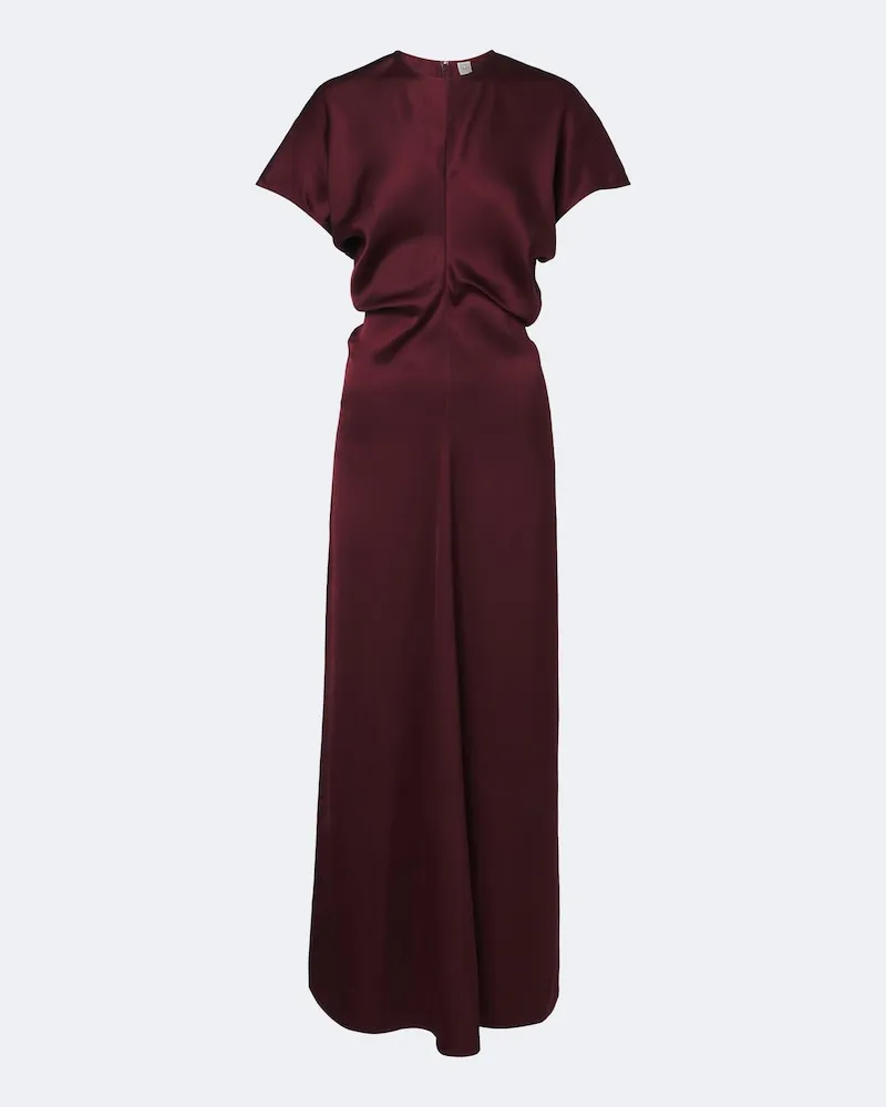 Totême Maxikleid aus Satin Burgunderrot
