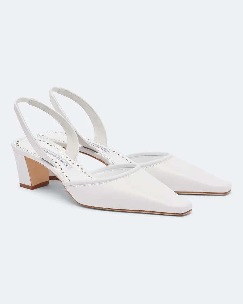 Manolo Blahnik Slingback-Pumps Vendona aus Leder Weiß