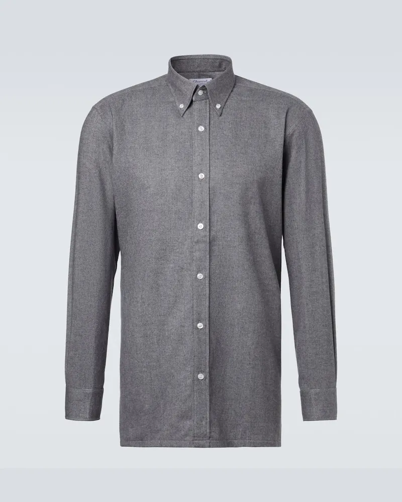 Charvet Hemd aus Baumwollflanell Grau