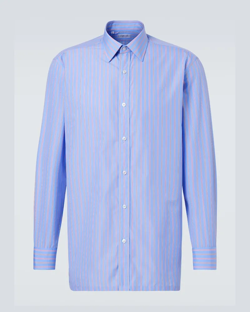 Charvet Hemd aus Baumwollpopeline Blau