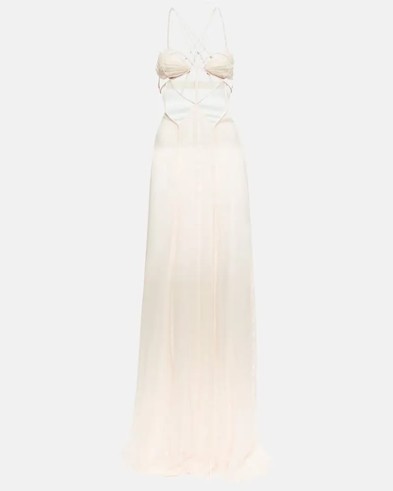 Nensi Dojaka Bridal Robe aus Seidenchiffon Weiß