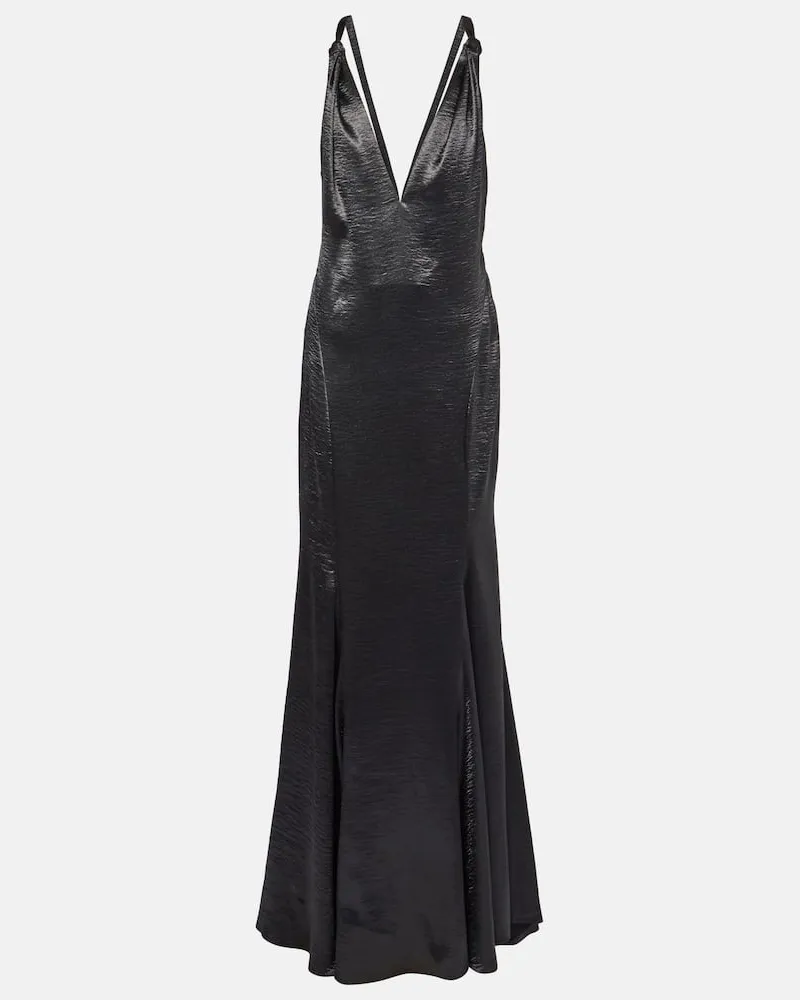 Safiyaa Robe Asli aus Satin Schwarz