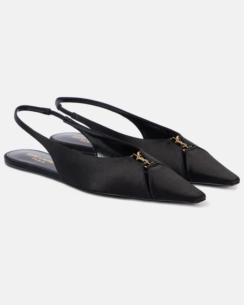 Saint Laurent Slingback-Ballerinas Babylone aus Satin Schwarz