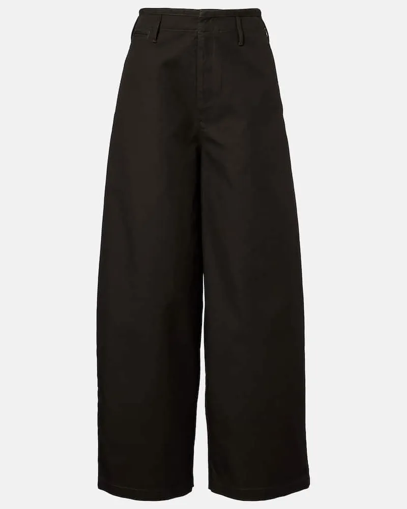 Christophe Lemaire Weite High-Rise-Hose aus Twill Braun