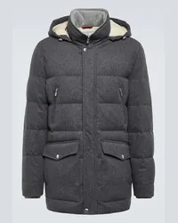 Brunello Cucinelli Wattierte Jacke aus Wolle Grau