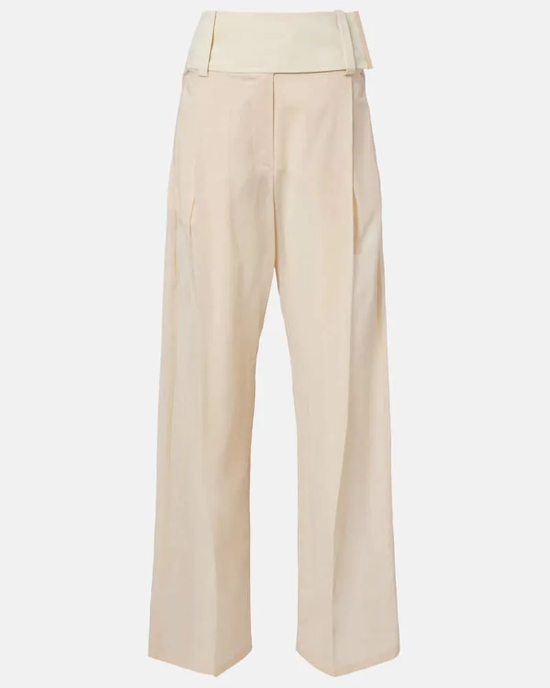 SPORTMAX Weite Hose Ferito aus Baumwoll-Voile Beige