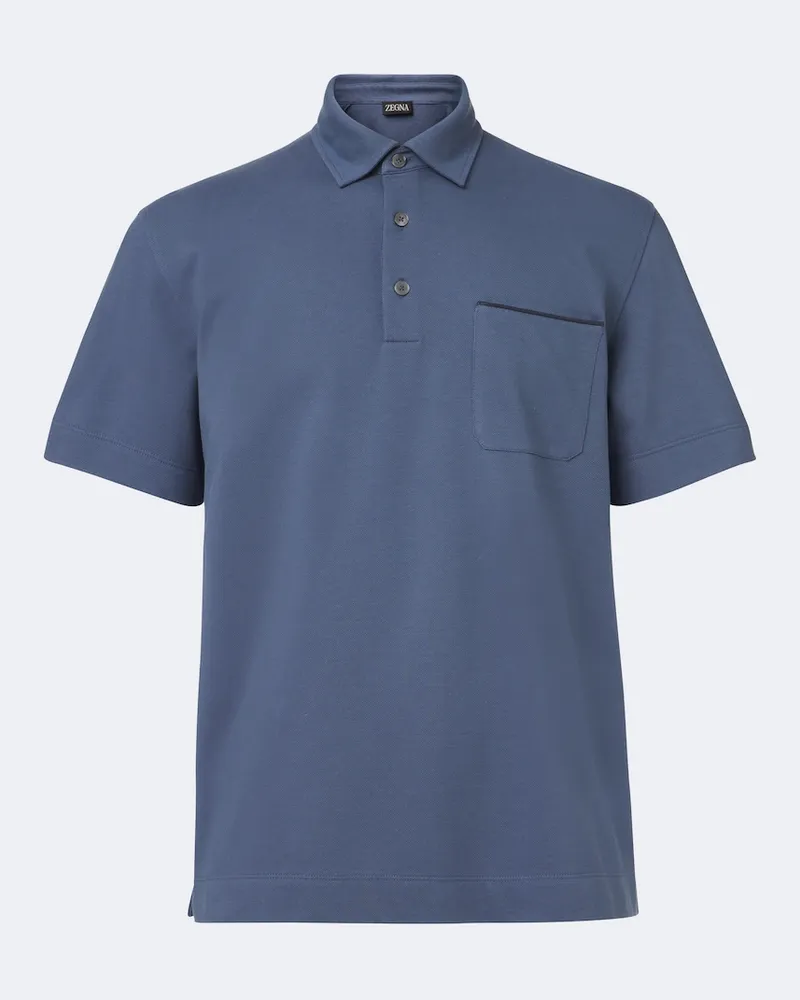 Ermenegildo Zegna Poloshirt aus Baumwoll-Piqué Blau