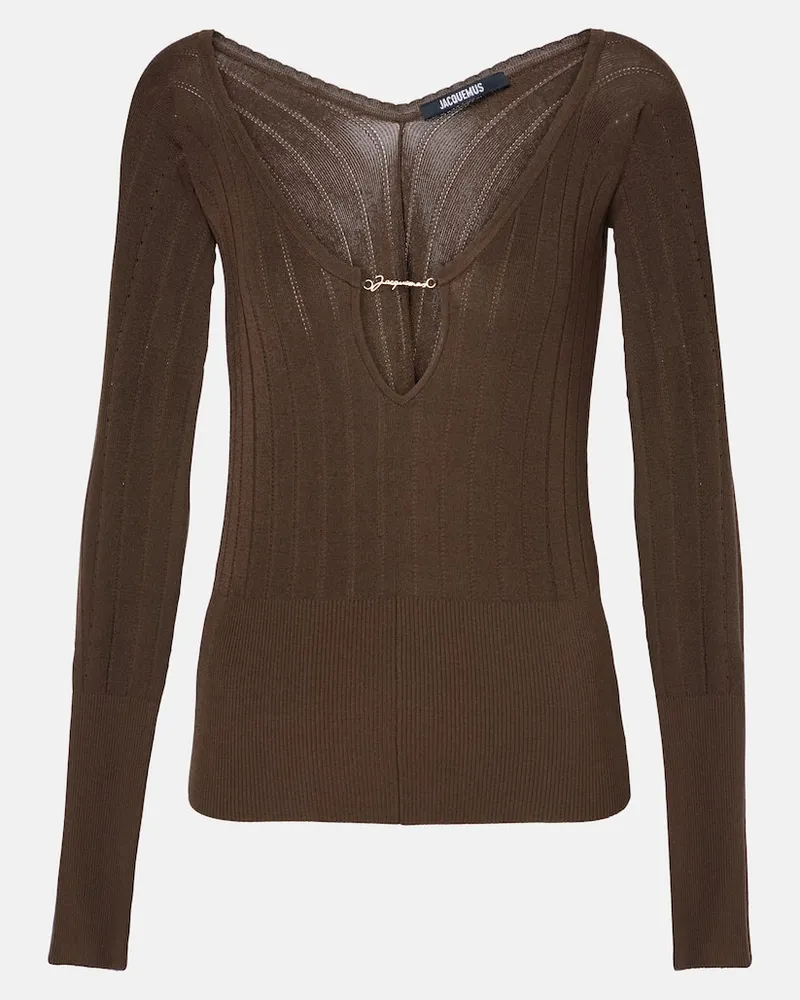 Jacquemus Top Pralù aus Rippstrick Braun