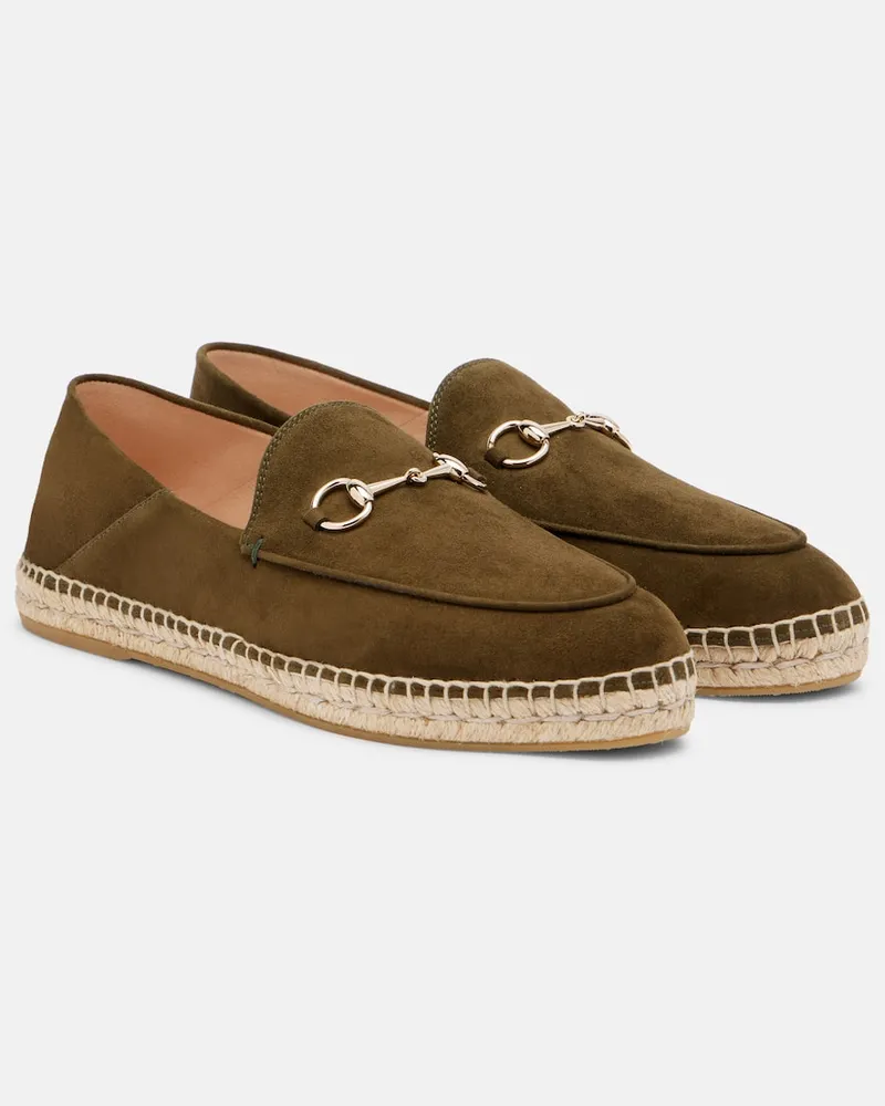 Gucci Espadrilles Horsebit aus Veloursleder Grün