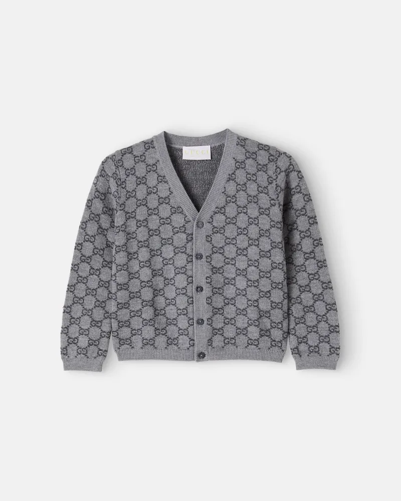 Gucci Baby Cardigan GG aus Wolle Grau