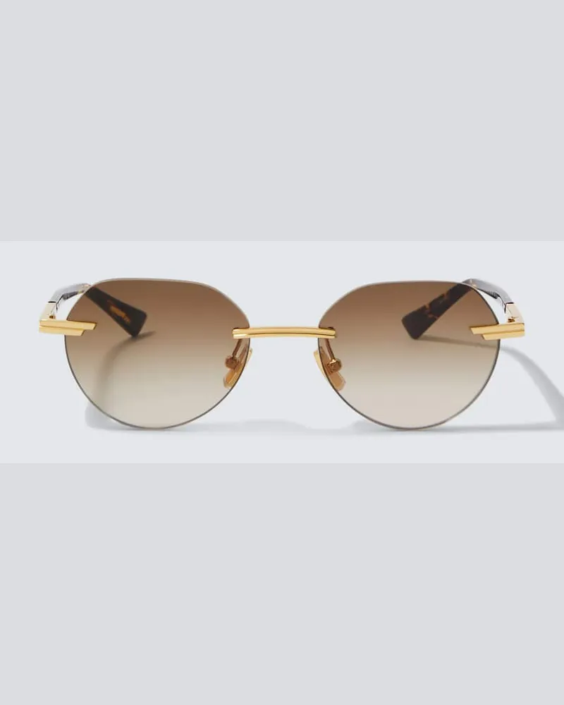 Bottega Veneta Runde Sonnenbrille Glasant Gold