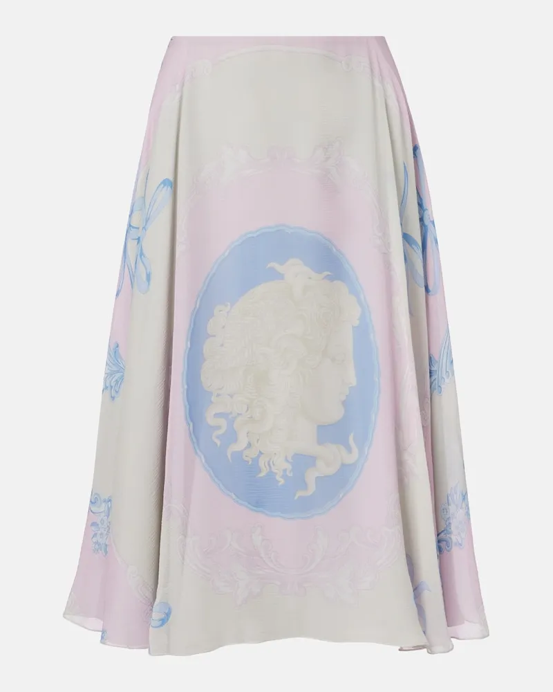 Versace Midirock Medusa Cameo aus Seiden-Crêpe Multicolor