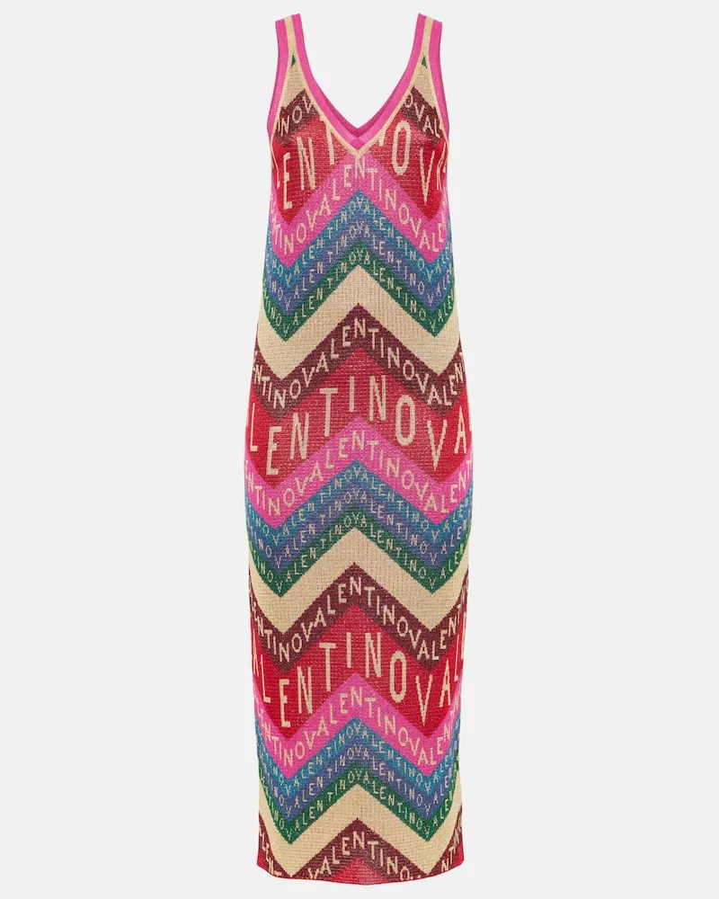 Valentino Garavani Midikleid Valentino Chevron 24 aus Strick Multicolor