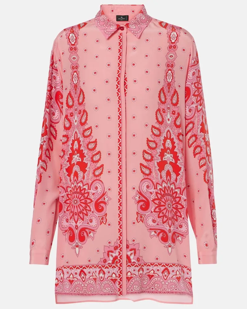 Etro Bedrucktes Hemd aus Seide Rosa