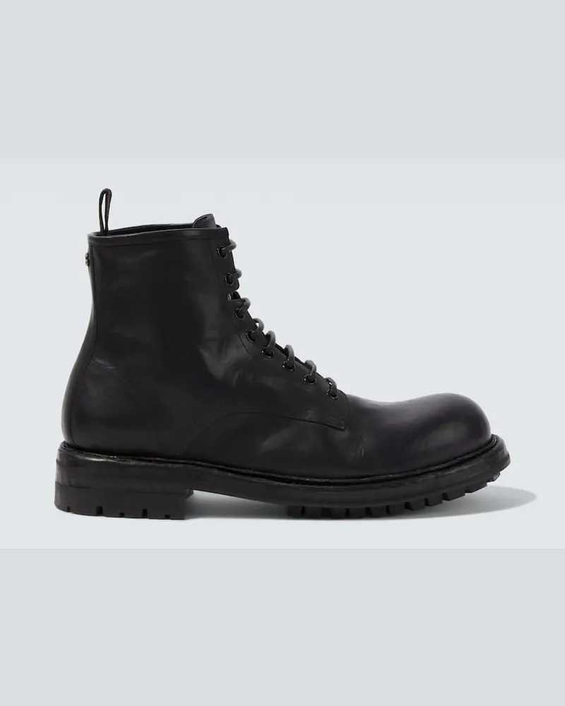 Dolce & Gabbana Schnürstiefel aus Leder Schwarz