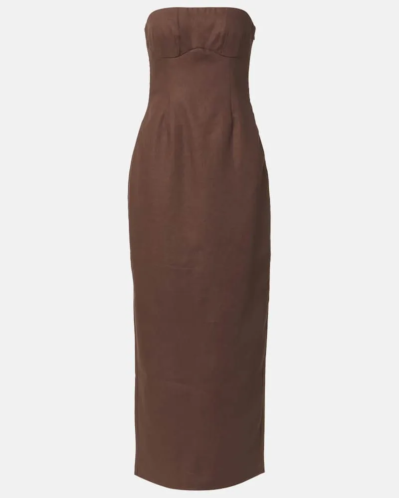 SIR Maxikleid Evalita aus Leinen Braun