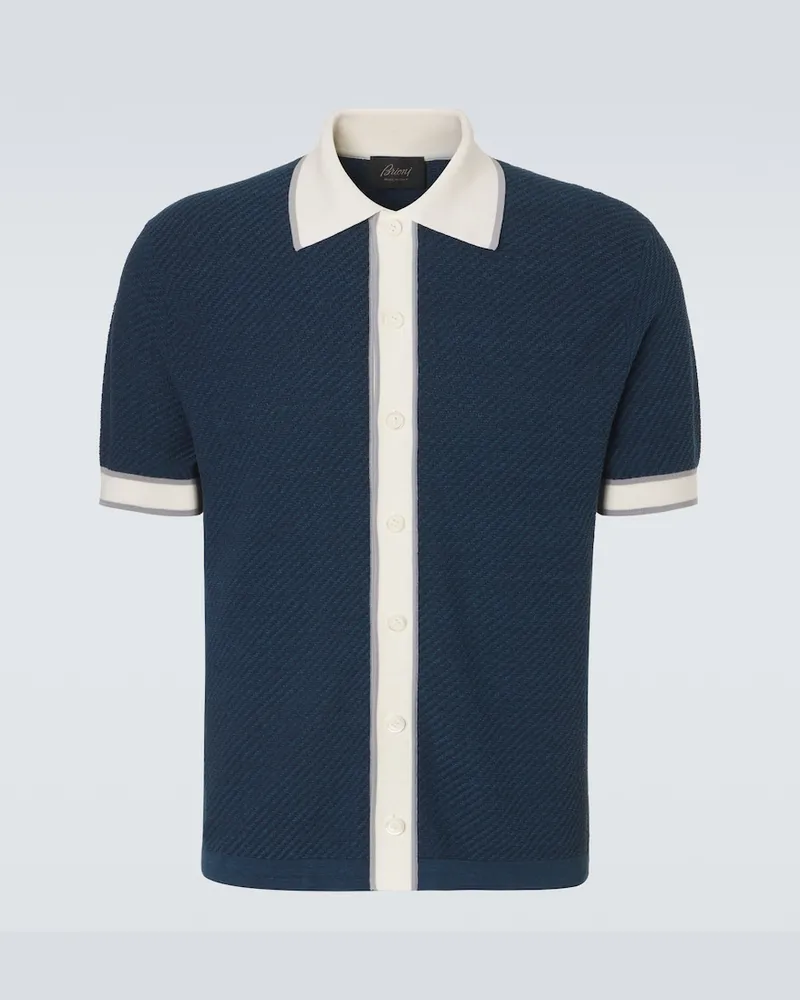 Brioni Hemd aus Leinen, Baumwolle und Seide Blau