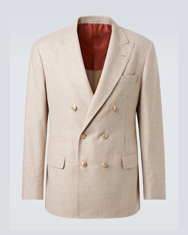 Brunello Cucinelli Anzugjacke aus Kaschmir und Seide Beige